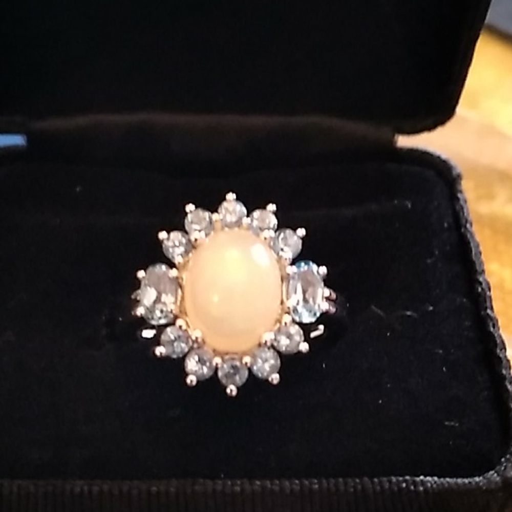 Never worn Colleen Lopez Eithopian and Blue Topaz Ring